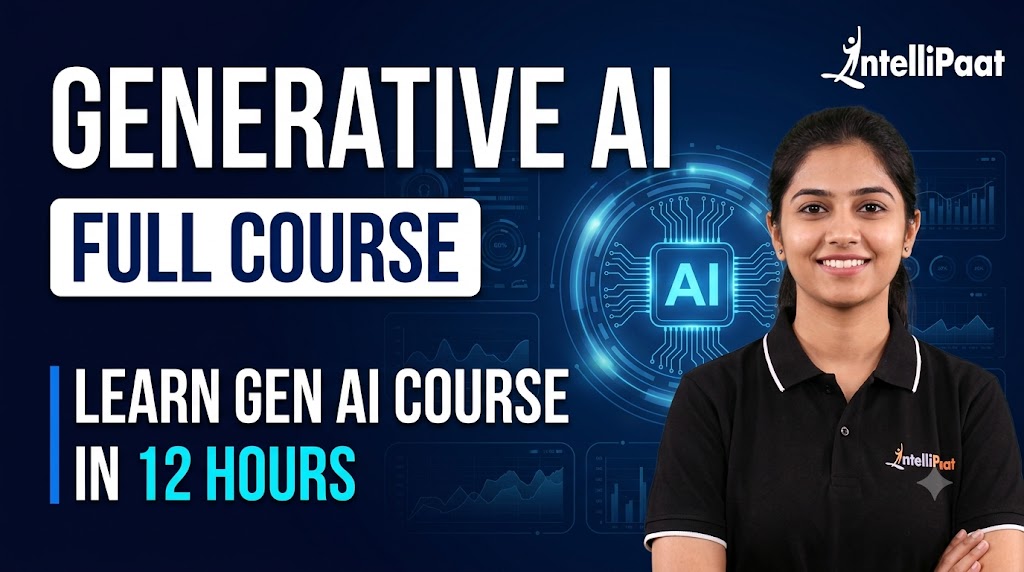 AI-generated example result for the youtube-thumbnail prompt: Generative AI Full Course Thumbnail – Learn Gen AI In 12 Hours AI YouTube Thumbnail Prompt