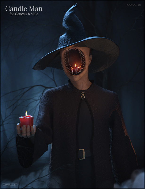 (LOTS OF POINTS) CGI Candle Man For G8M And DForce Candle Man Outfit For G8M Free Daz 3D Models