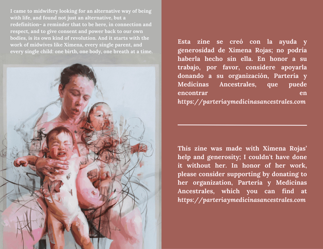 The fifth and sixth page of a zine titled 'Birth Work as Revolution: Midwifery, Transformation, and Connection'.