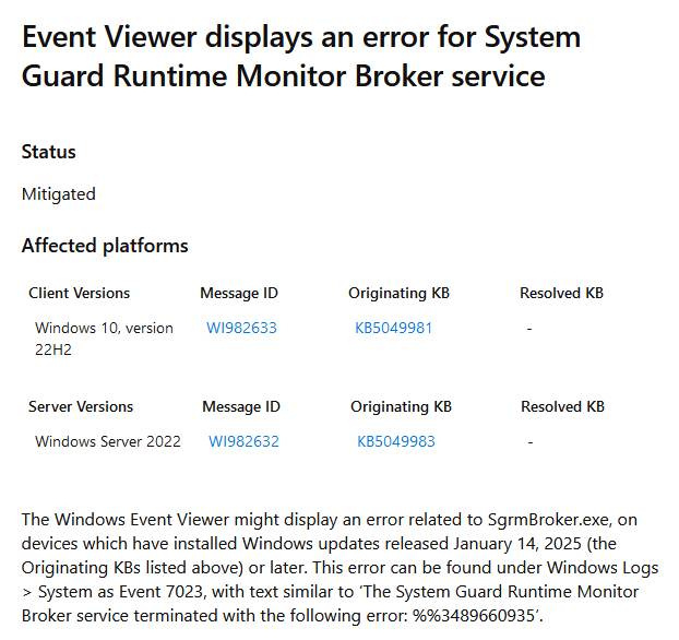 Fehler mit System Guard Runtime Monitor Broker Service