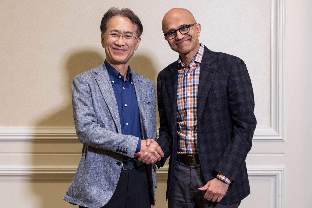 MS-Exec-Nadella-Sony-CEO-Kenichiro-Yoshi