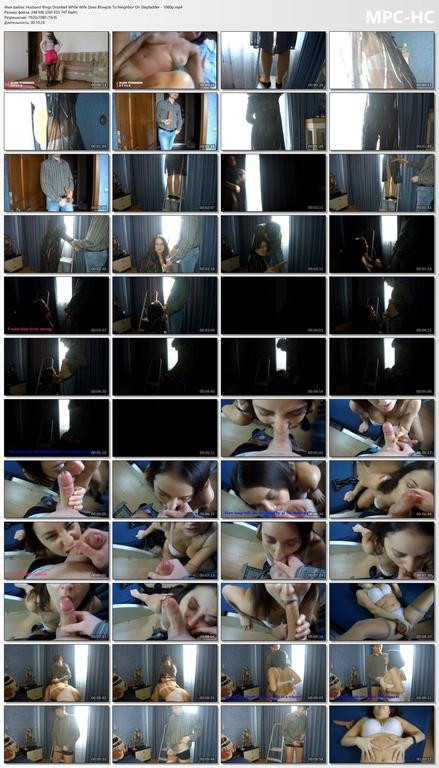 Husband Rings Doorbell While Wife Does Blowjob To Neighbor On Stepladder 1080p