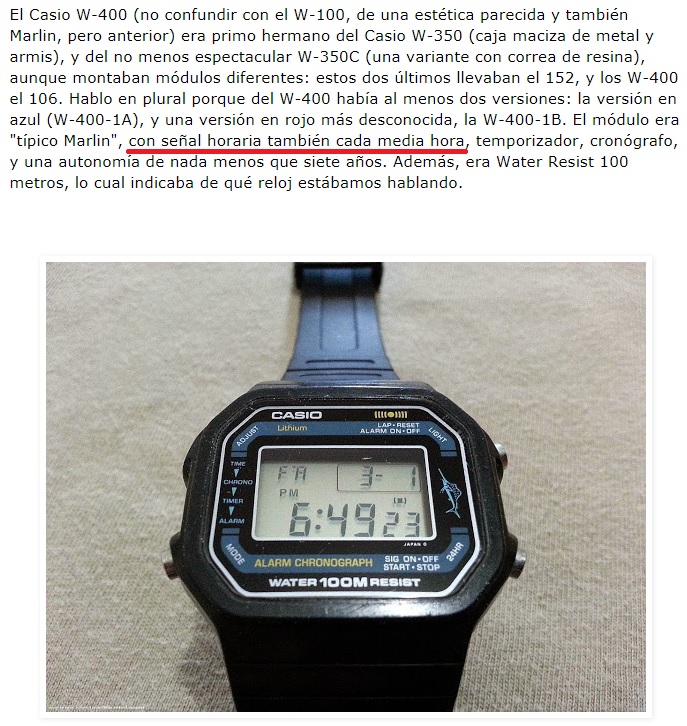Datos Casio W-400