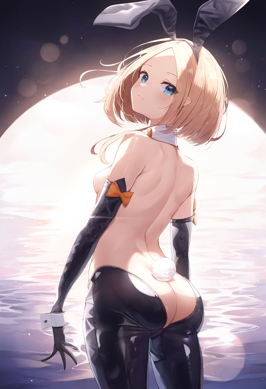 1girl, abigail williams (fate), from behind, lighting, {shiny skin}, {{nude, rev s-1827323147