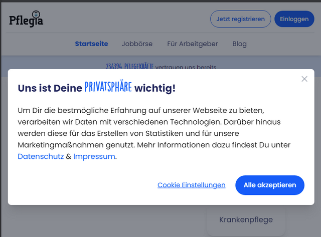 Pflegia-Cookie-Behandlung
