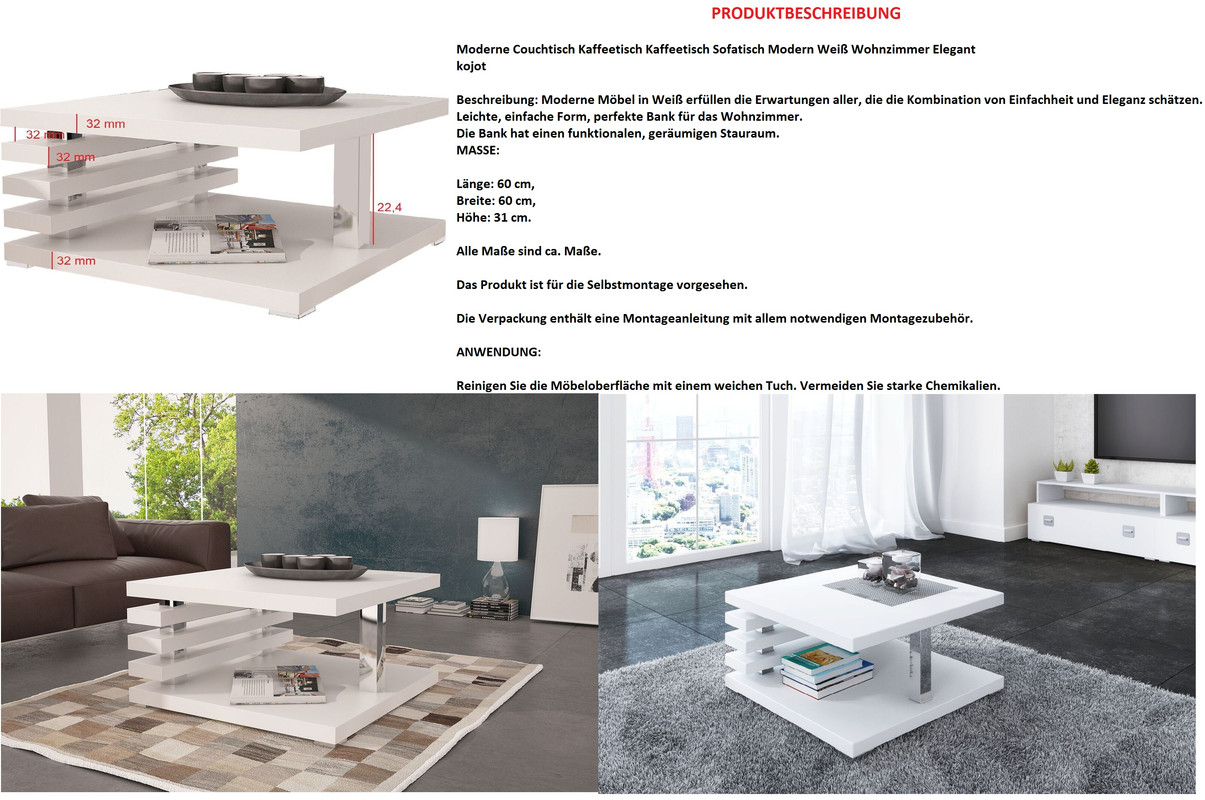 Details zu Moderne Couchtisch Kaffeetisch Kaffeetisch Sofatisch Modern Weiß Wohnzimmer Details zu Moderne Couchtisch Kaffeetisch Kaffeetisch Sofatisch Modern Weiß Wohnzimmer