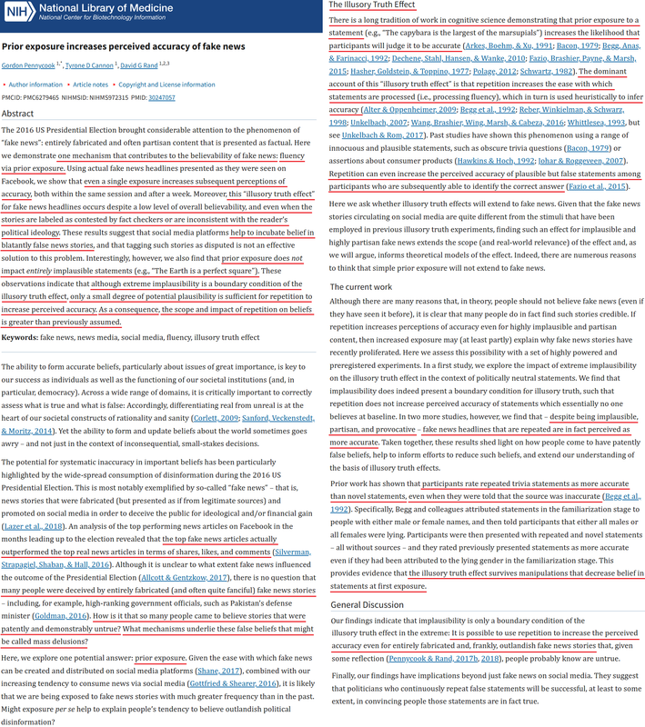 Illusory Truth Effect Prior exposure increases perceived accuracy of fake news seagate