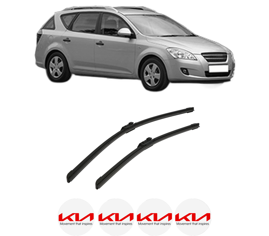 Set stergatoare auto KIA CEE'D SW (ED) din 2007-2012, pentru parbriz auto, 2 bucati, Bosch Aerotwin, din cauciuc siliconat rezistent, 4 Stickere Auto KIA