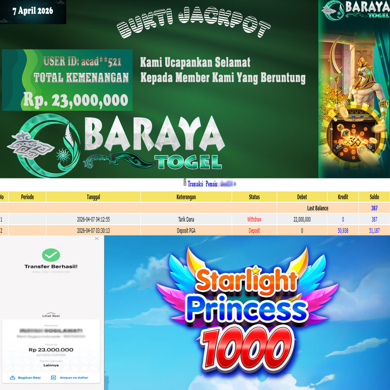 Rp 23.000.000.- WD LUNAS DI BARAYATOGEL