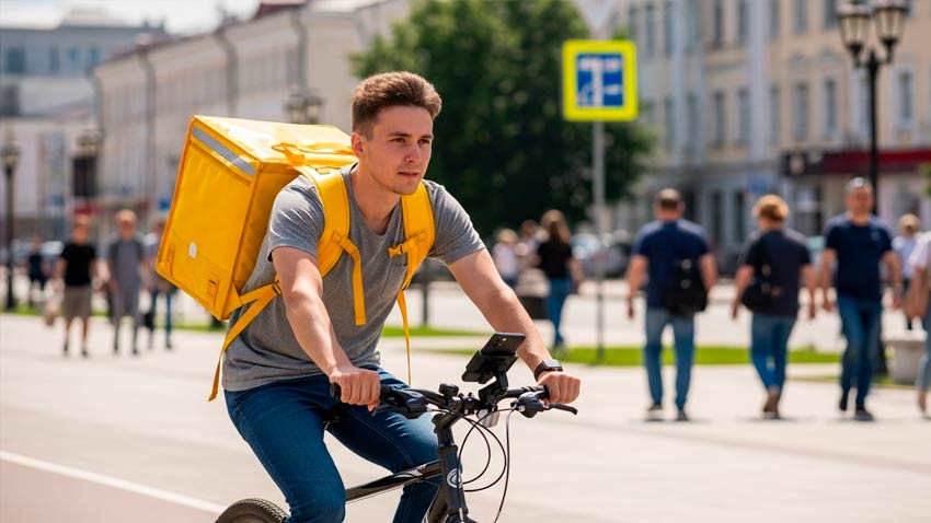 Курьер на велосипеде