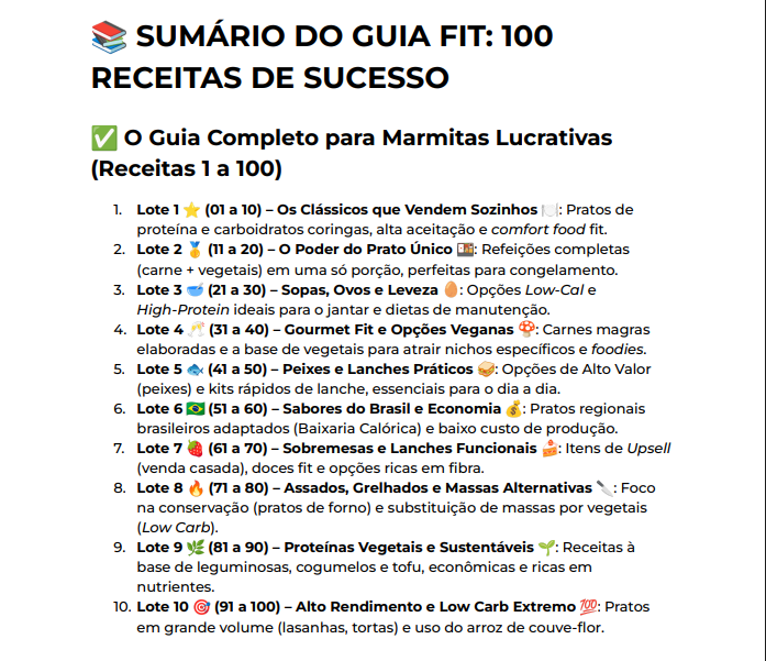 Sumário do conteúdo do e-book