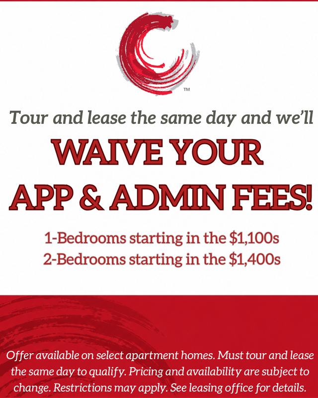 Tour and lease the same day to receive waived application and admin fees at Century Grove Park