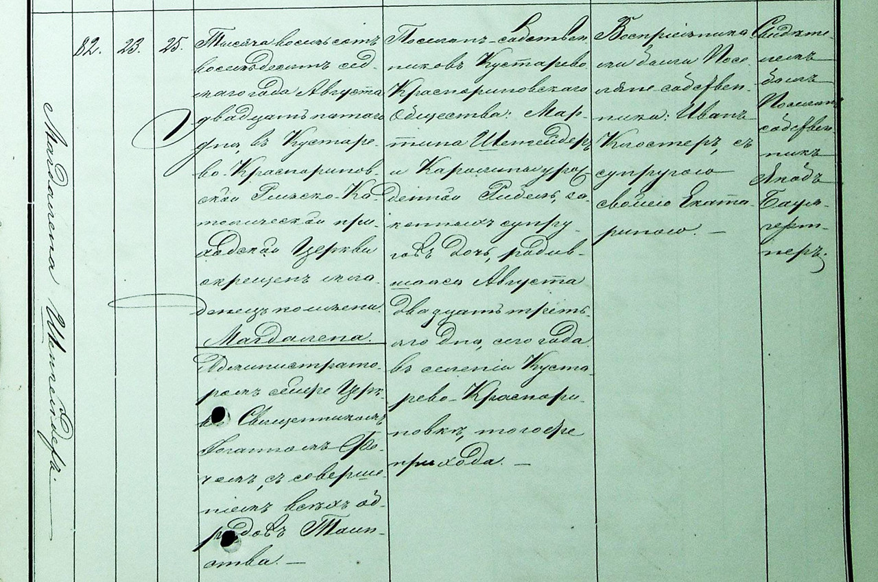Geburt von Magdalena Schönheiter 23 8 1887 Neu Kolonie