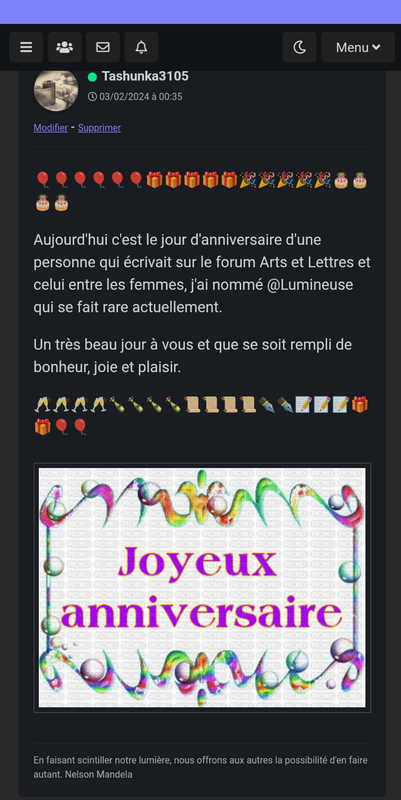 Un anniversaire fort déplaisant