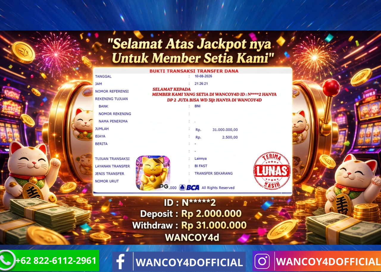 WANCOY4D LUCKY NEKO PG SOFT  RP.31.000.000 -LUNAS