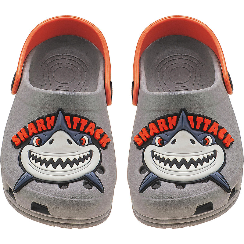 Chinelinho Infantil Shark Cinza/Laranja miniatura 2