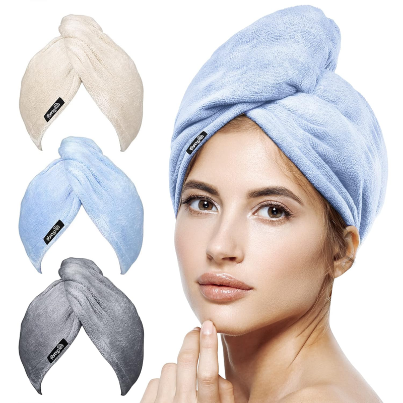 POPCHOSE Microfiber Hair Towel Wrap – Say Goodbye to Frizz & Long Drying Time