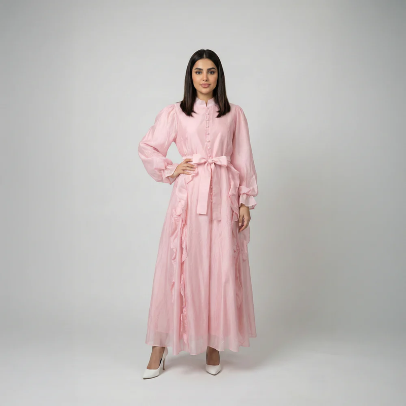 فستان كيما وردي