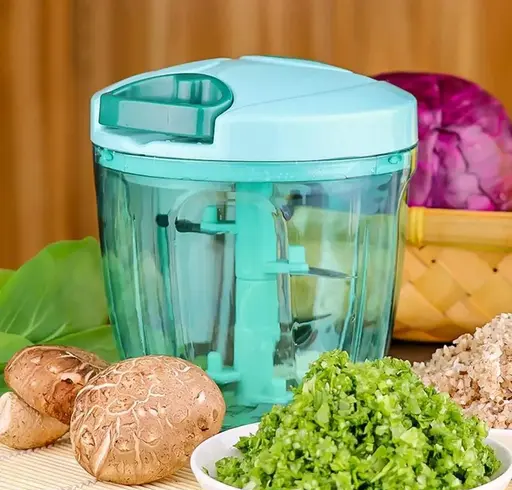 Big Size 5 Steel Blade Chopper / Handy Vegetable and Fruit Chopper / Kitchen Dori Chopper / Manual Chopper / Onion Dry Fruit Grinder / Vegetable Chopper Cutter / Salad Maker( XXL Chopper 1000ml,Pack of 1, blue) (R501)