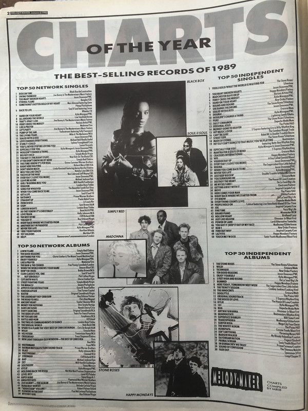 Melody Maker Jan 6 1990 year end charts only