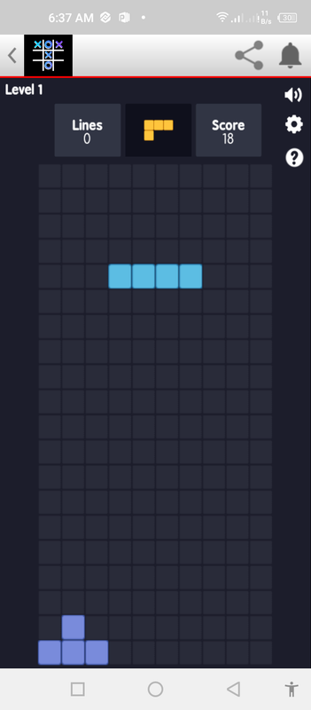 Screenshot of tic tac toe game