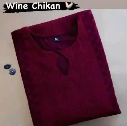 Trendy Chikan Embroidery Georgette Kurti Color Wine (R109)