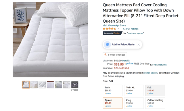 amazon prime day sales, amazon, mattress pad, down alternative, down alternative mattress topper