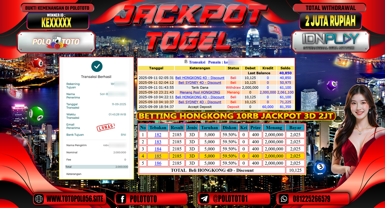 POLOTOTO JACKPOT TOGEL HONGKONG LOTTO Rp.2.000.000,-