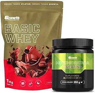 Kit Growth: Whey Protein Basic Natural 1kg + Creatina