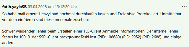 Lenovo Freeze durch TLS-Client Anmeldefehler