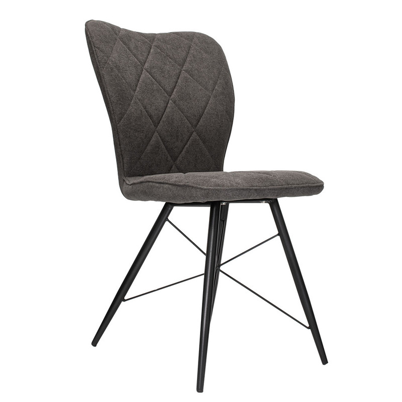 Silla de visita Starken con asiento y respaldo de pana gris y estructura de metal.