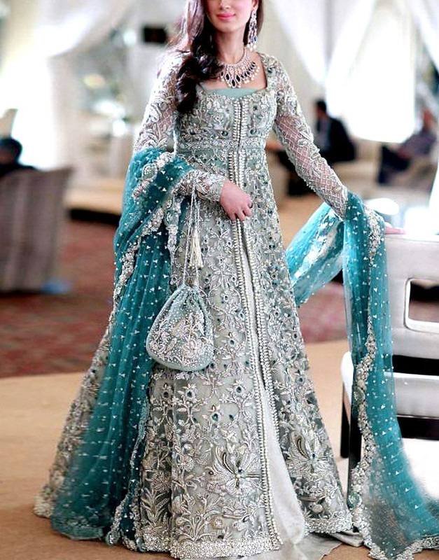 Luxury Heavy Embroidered Bridal Chiffon Maxi Dress 2026