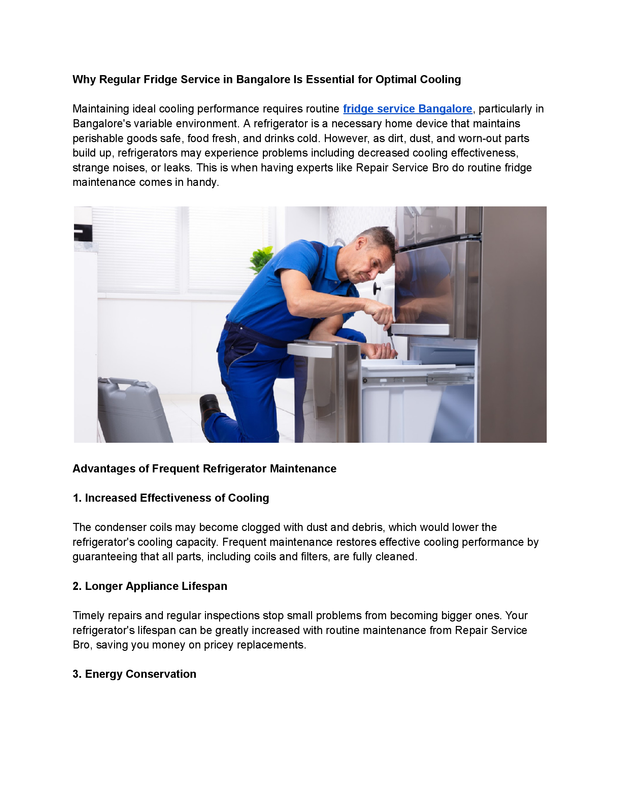 Why Regular Fridge Service in Bangalore Is Essential for Optimal Cooling