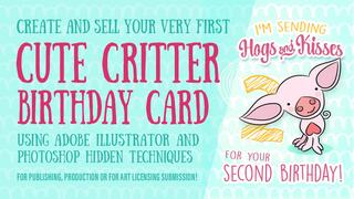 Cute Critter Card - Create Simple, Saleable Greeting Cards Using Illustrator Photoshop Techniques