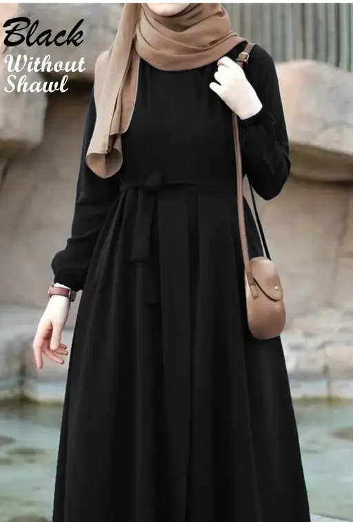 NEW TRENDY SIMPLE Burkha CHUN SLEEVES ABAYA BURQA WITH BELT (WITHOUT SHAWL) Color Black (R226)