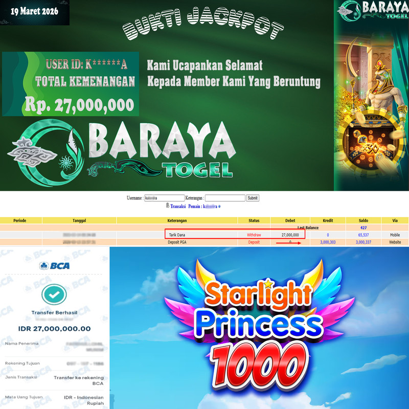 Rp. 27.000.000.- WD LUNAS DI BARAYATOGEL