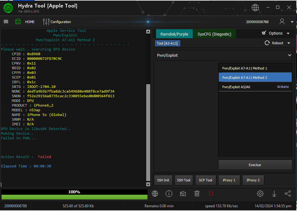 iphone 5s failed to pwn