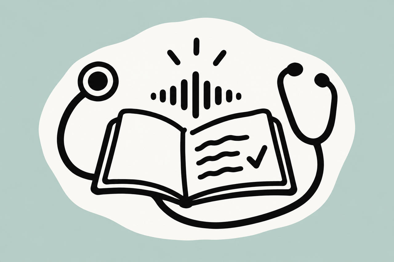 Audio recordings become checked medical study notes