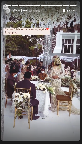 Syifa Hadju bagikan momen pernikahan Ali Syakieb dan Margin Wieheerm