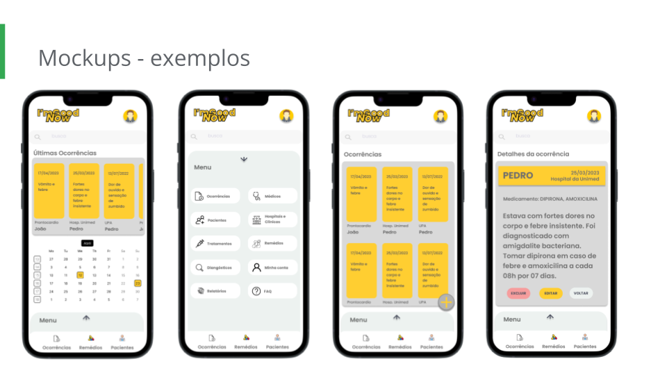 Imagem contendo os componentes dos mockups