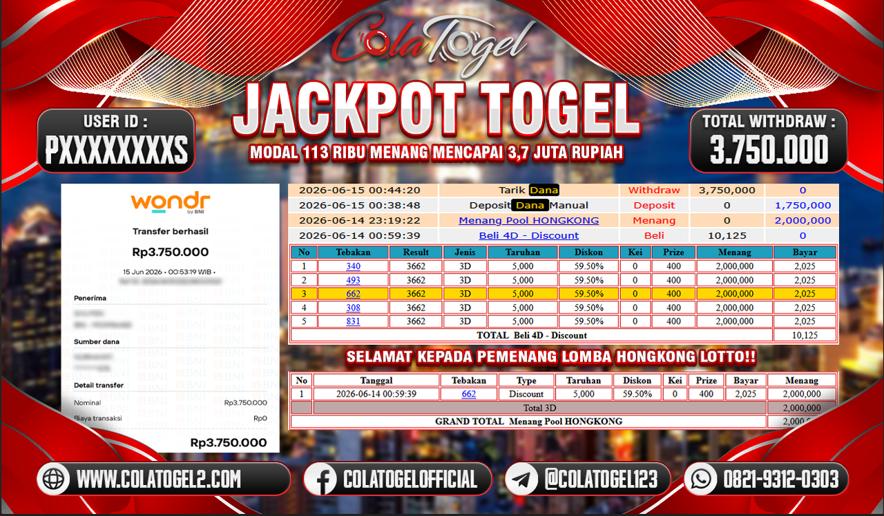 JACKPOT HONGKONG LOTTO!!