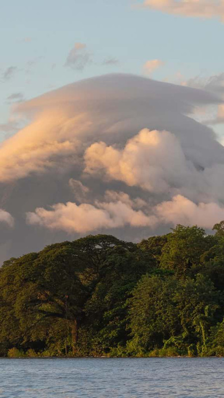 lcano Concepción on Ometepe island in Lake Nicaragua covered by lenticular cloud at sunset 2