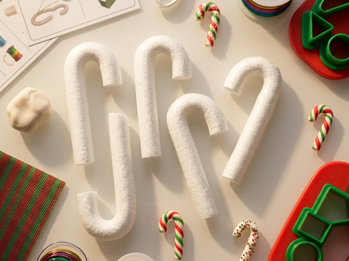 Baston navideño en icopor caramelo en foamy pasta fria o porcelana fria