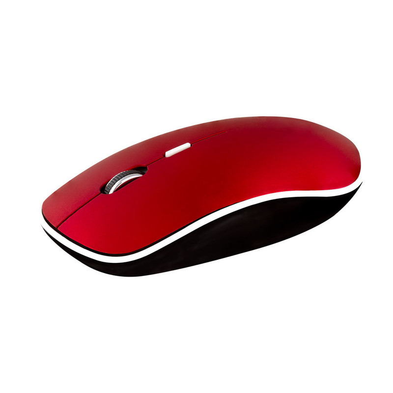 Mouse inalámbrico Argom en color rojo con su nano receptor USB.