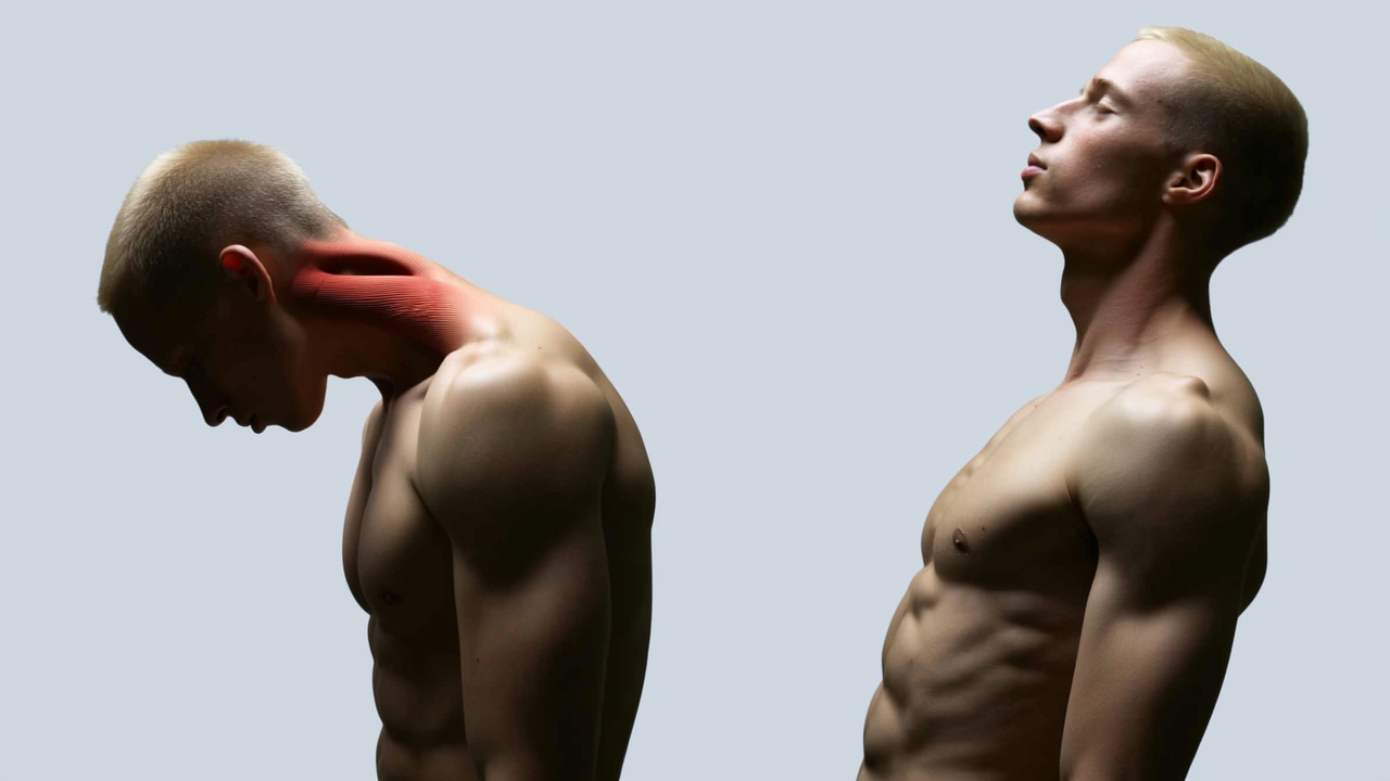 Tech neck vs correct posture comparison