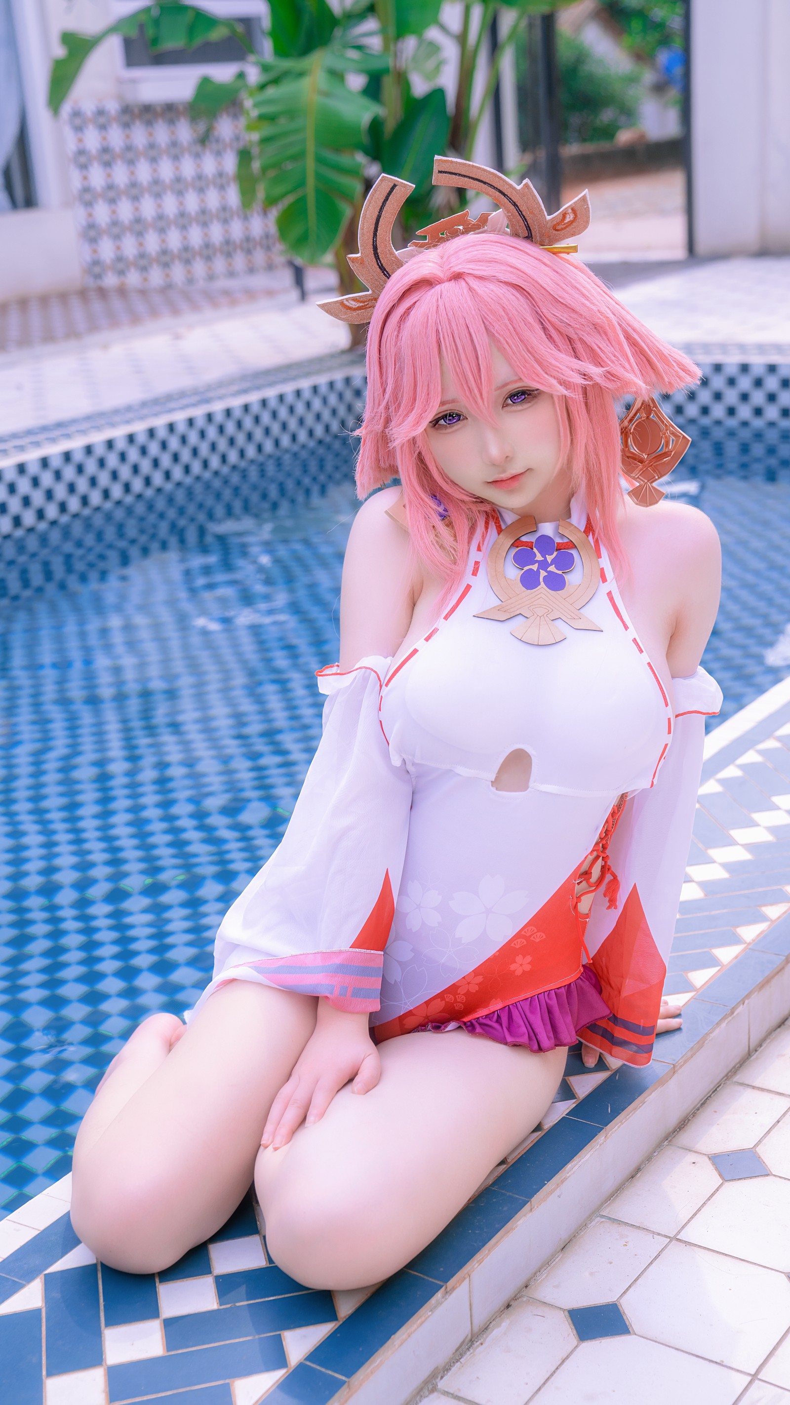 樱梨梨 八重神子 泳装 Cosplay 写真合集｜原神角色高清图集（29P｜429MB）插图