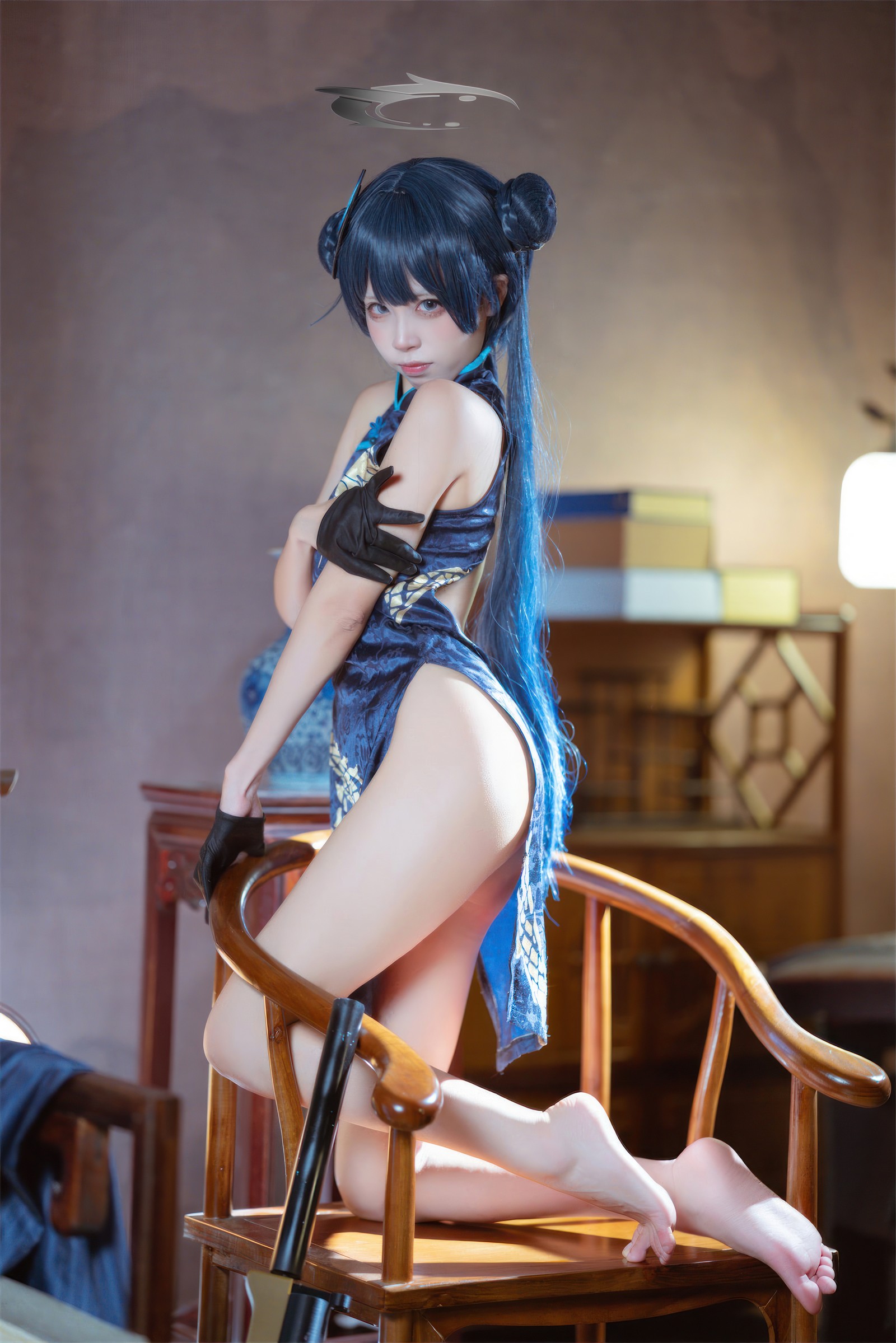 三無人型 COS 二次元：蔚蓝档案龙华妃咲旗袍写真（42P／407M）插图7
