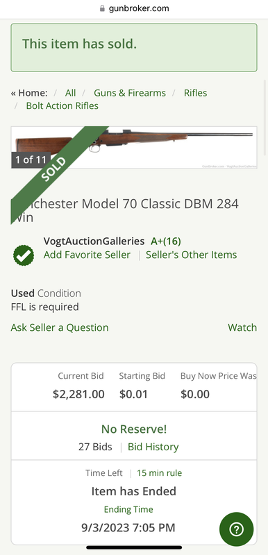 Winchester Model 70 Classic DBM 284 Win - Bolt Action Rifles at GunBroker.com  1005638663