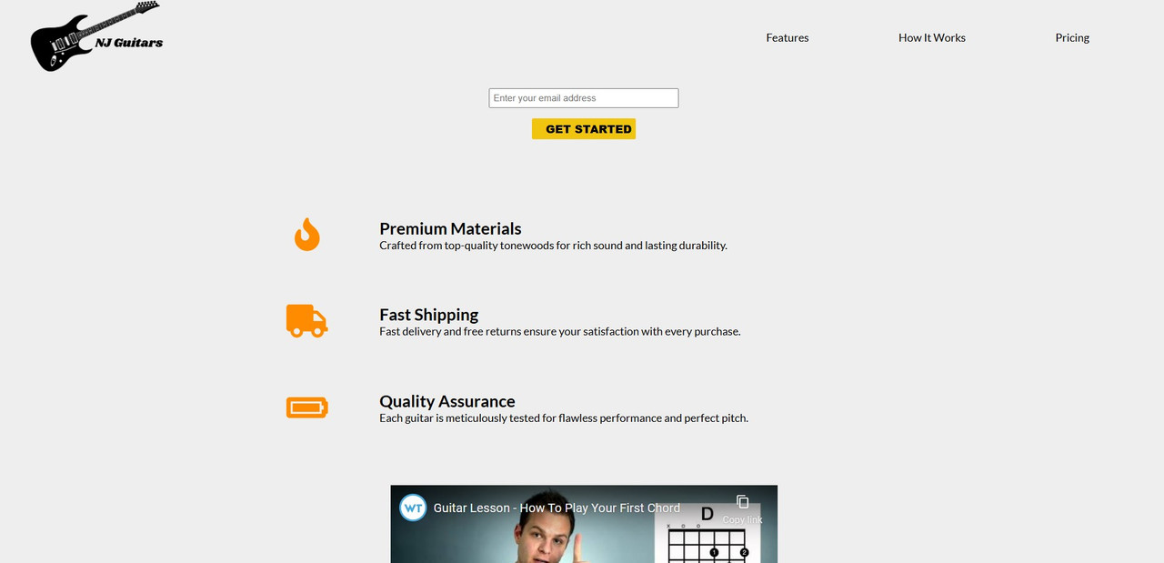 NJ Guitars - Product Landing Page