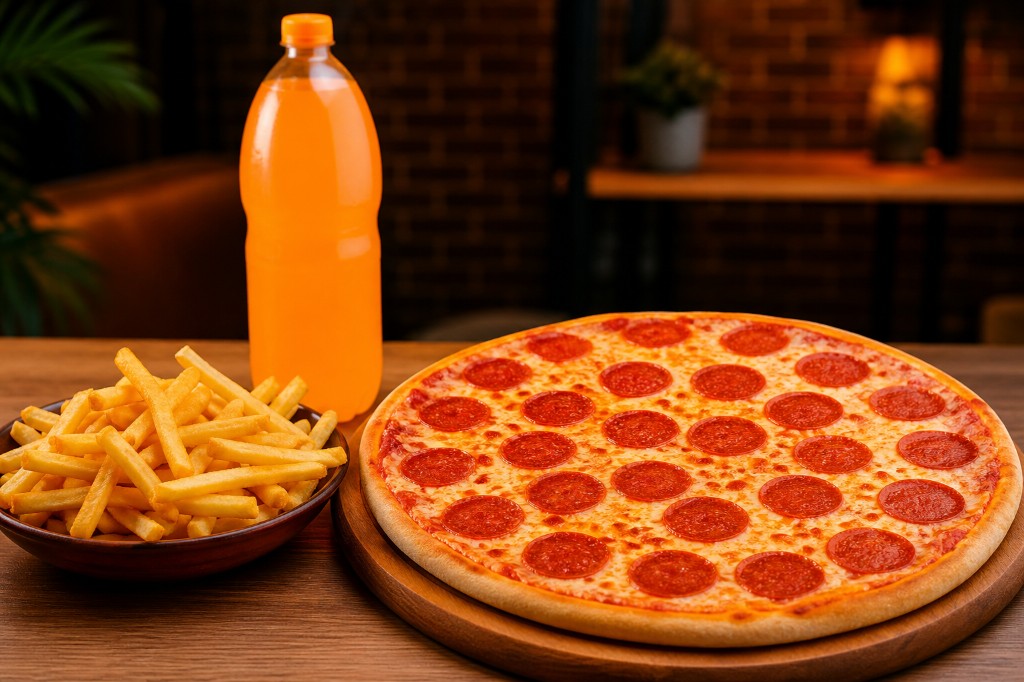 Pizza Pepperoni + Papas + Fanta